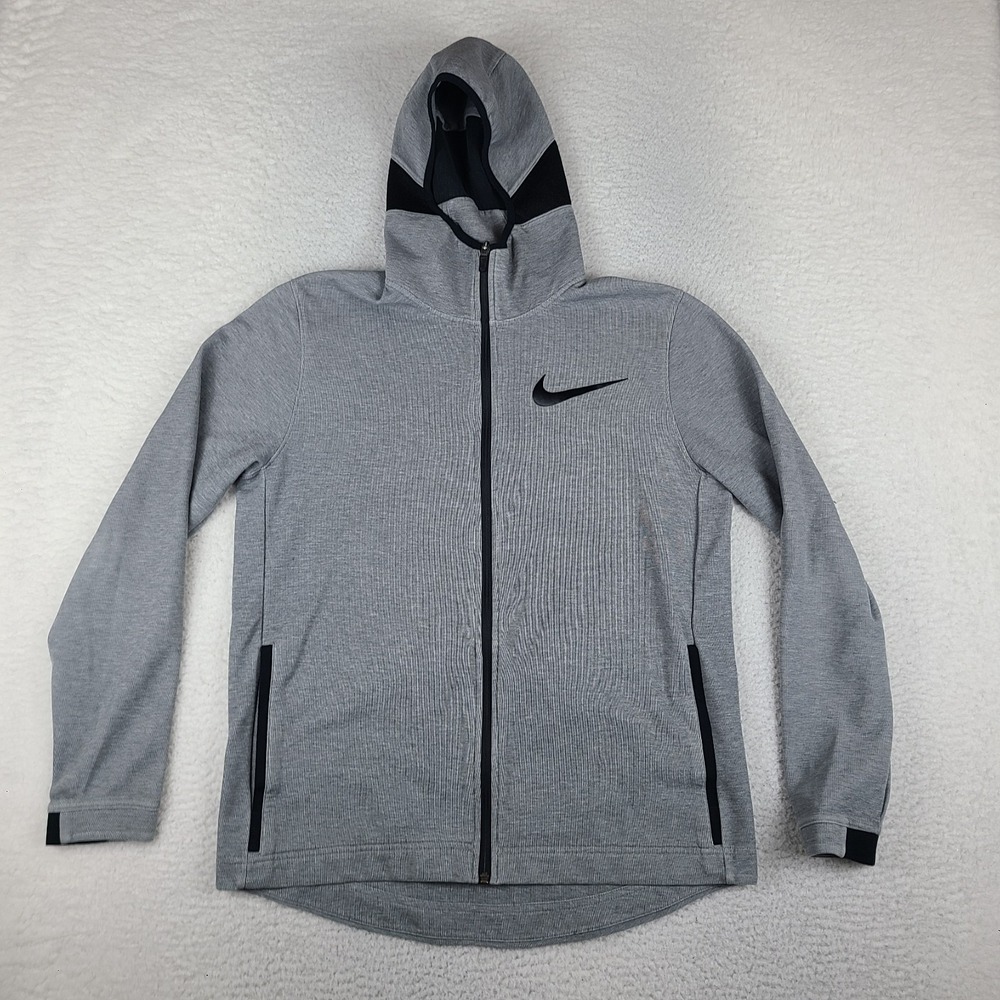 Nike Hoodie Mens Large Gray Dri Fit Dry Showtime Full Zip Activewear 925612